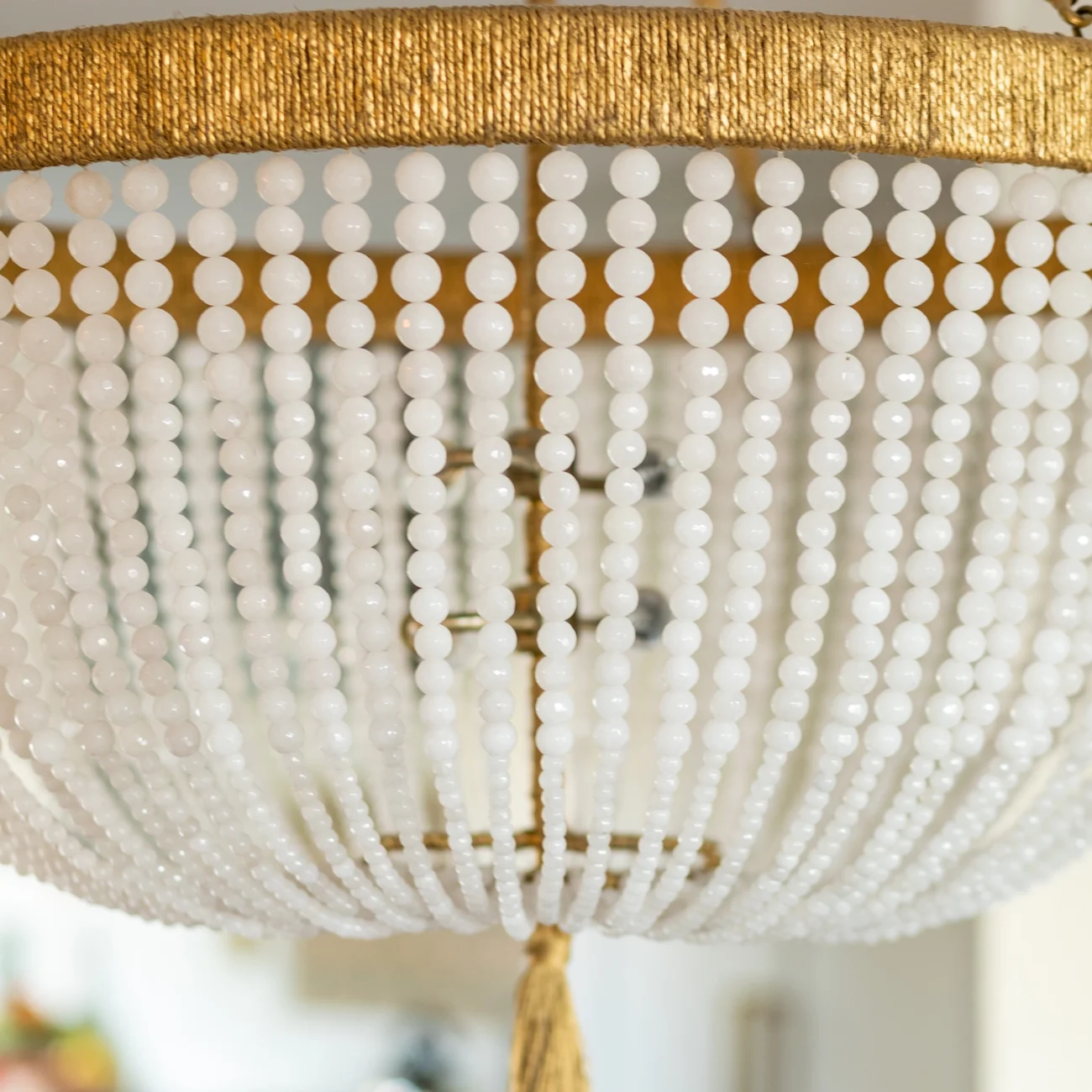 Christine Vroom Interiors | Via Arriba | Gold and crystal chandelier