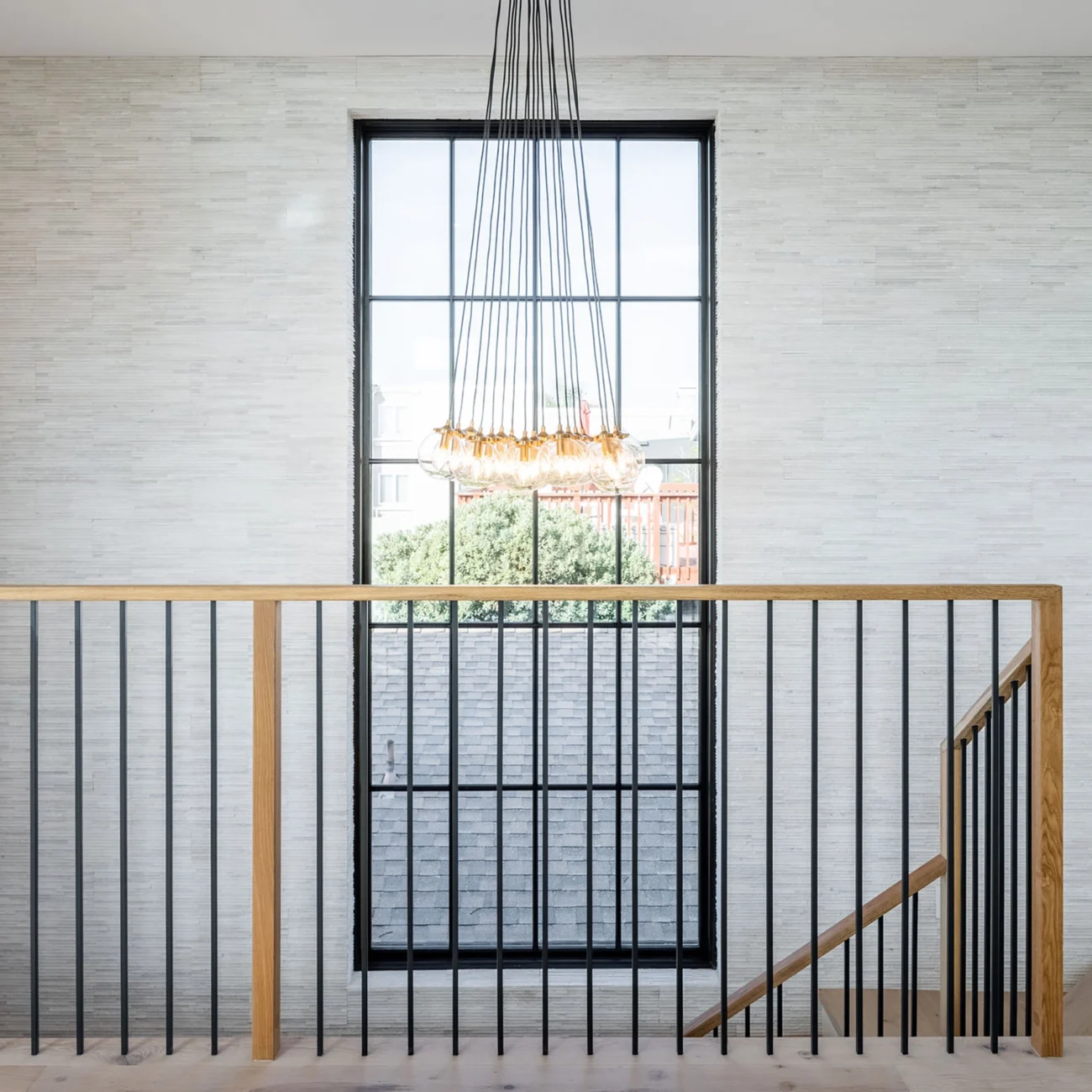 Christine Vroom Interiors | 36th | Stairway with textured wall