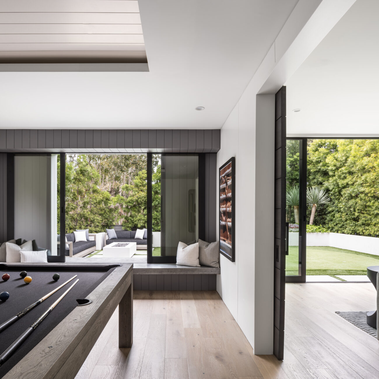 Christine Vroom Interiors | Laurel | Living Room with pool table