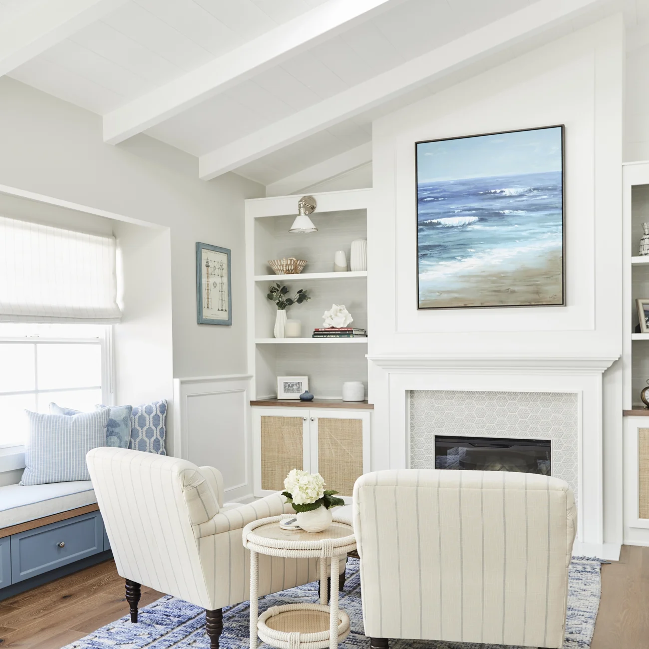 Christine Vroom Interiors | Flournoy | Costal Bright White Living Room